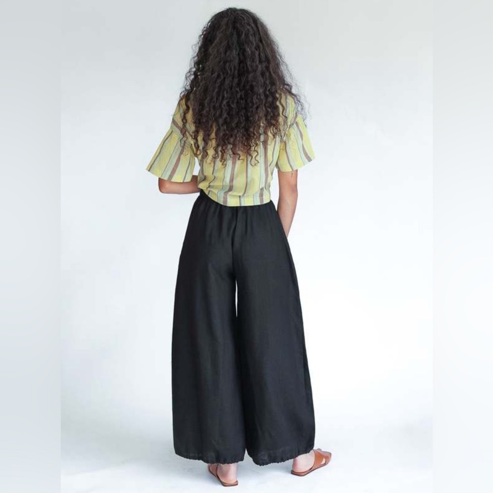 New Selva Negra Rita Barrel Pant 100% Linen Size 14 Black - Picture 15 of 16